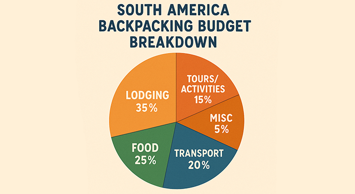 South America backpacking budget breakdown pie chart