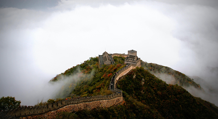 Fun things to do in China hero image showing Great Wall, Bund skyline, karst peaks of Yangshuo