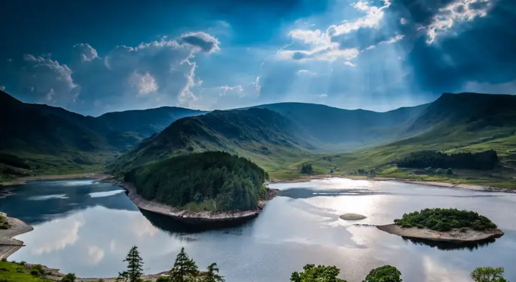 Lake District landscape with lake and mountains