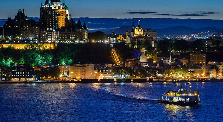 Things to do in Old Quebec City—sunset ferry to Lévis with skyline view