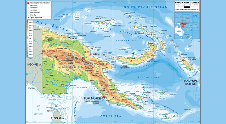 map of top Papua New Guinea trips and routes