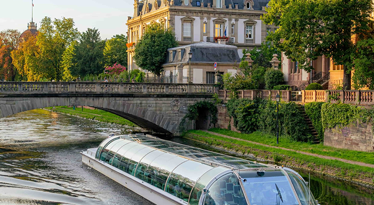 Strasbourg city canals and half-timbered houses