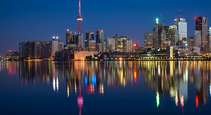 Toronto city skyline with CN Tower and waterfront